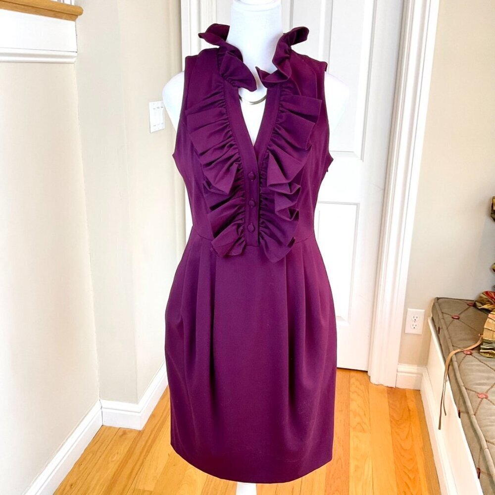 Marc New York Dress Ruffle Neck Knit Wine (6) - Picture 2 of 9